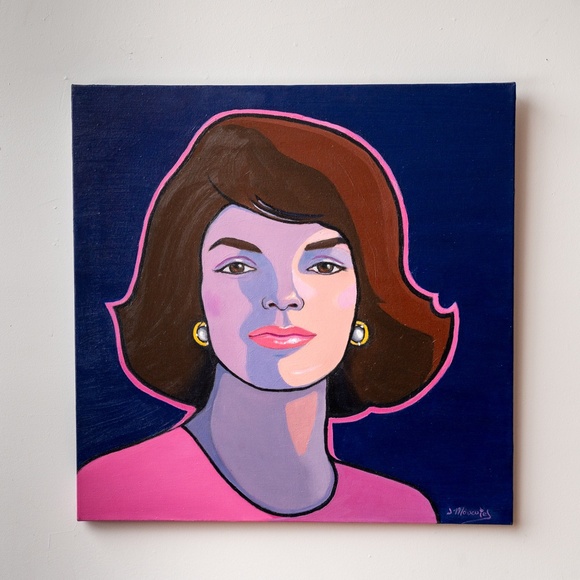 Oil painting portrait "Jackie Kennedy , pink dress", on canvas 24"x24" - Picture 3 of 5